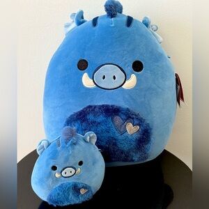 NEW. Bundle of 2 Squishmallows. Berjon the Blue Warthog. 6” + 12”. 🩵 💙